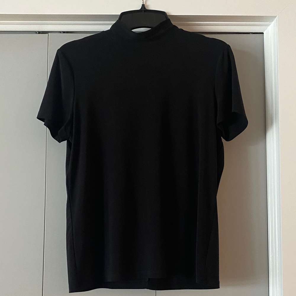 Anne Klein Black Mock neck turtleneck Short Sleeve L